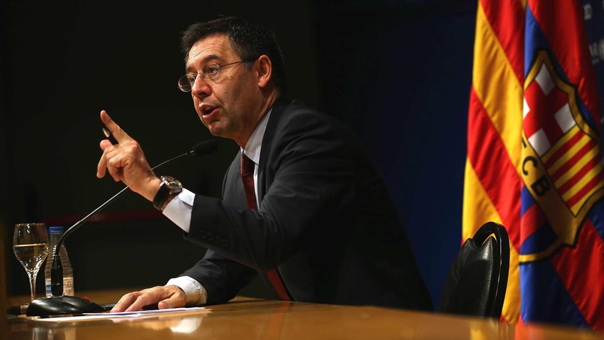 El presidente del Barcelona, Josep María Bartomeu, no está conforme con la manera de salir de Neymar del Barcelona. (Foto Prensa Libre: Hemeroteca PL)