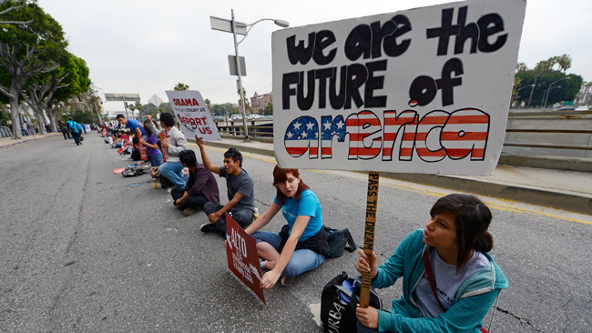 UN GRUPO DE Inmigrantes indocumentados piden una reforma migratoria. (Foto Prensa Libre:AP)