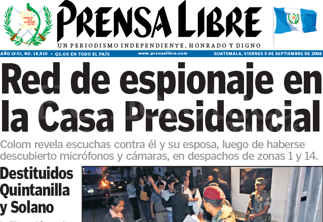 Titular de Prensa Libre del 5 de septiembre de 2008. (Foto: Hemeroteca PL)