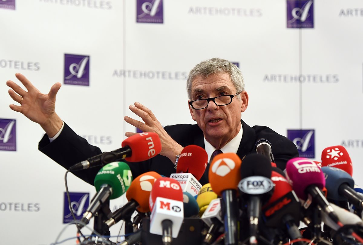 Ángel María Villar brindó una conferencia de prensa este lunes, donde mostró su preocupación por el riesgo de España de no ir a Rusia 2018. (Foto Prensa Libre: AFP)