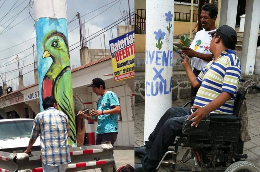 Jóvenes decidieron transformar la propaganda en obras de arte. La mayoría en postes, laderas, piedras y puentes.