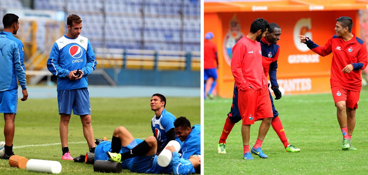 Copados de irregularidades en el presente campeonato, cremas y rojos se enfrentan hoy en el Mateo Flores. (Foto Prensa Libre: Carlos Vicente/Edwin Fajardo).