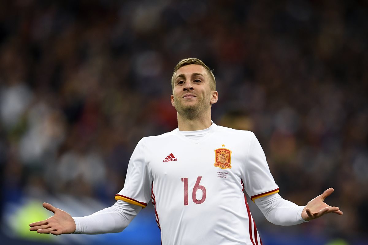 Gerard Deulofeu fue fundamental en la victoria en París de España contra Francia. (Foto Prensa Libre: AFP).