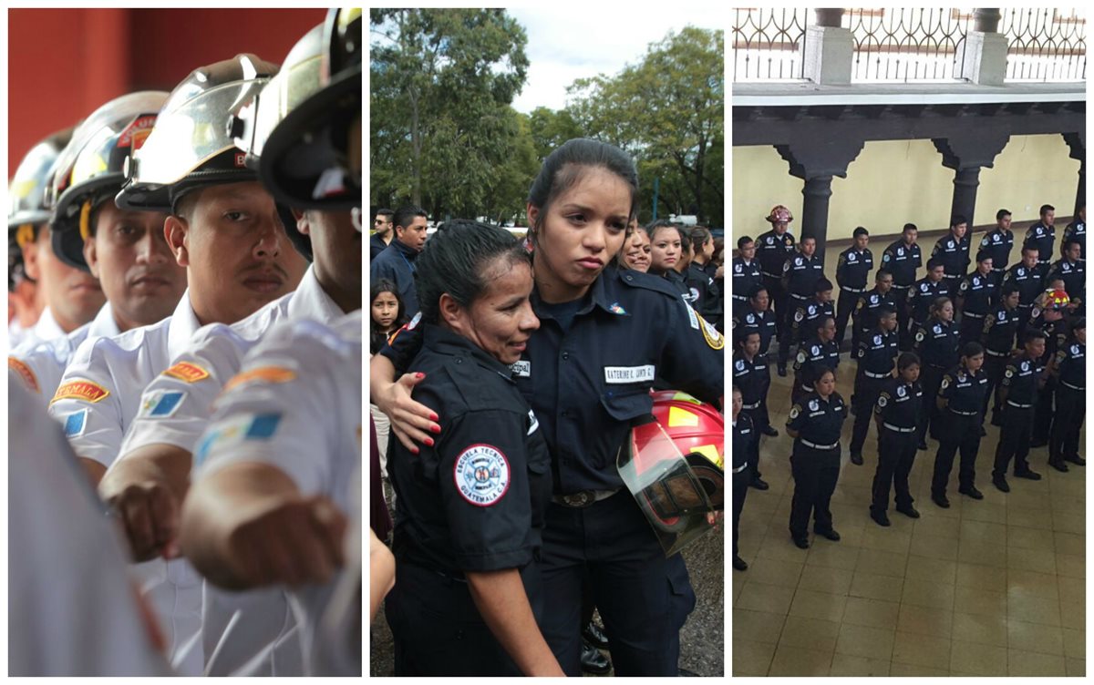 Bomberos Voluntarios, Municipales y Municipales Departamentales festejaron graduaciones. (Foto Prensa Libre: E Bercián y BMD)