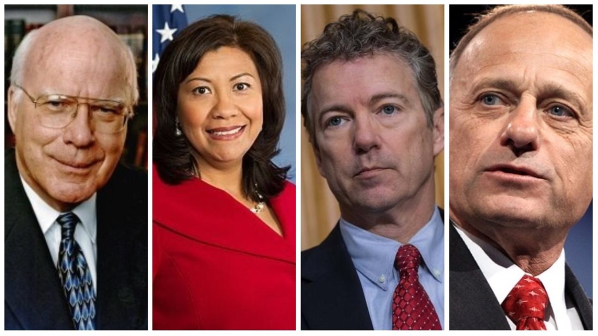 De izquierda a derecha: Patrick Leahy, Norma Torres, Rand Paul y Steve King. (Foto Prensa Libre: Elaboración propia)