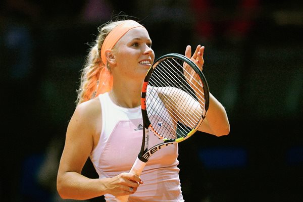 Caroline Wozniacki celebra el triunfo ante Carla Suarez Navarro. (Foto Prensa Libre: AP).