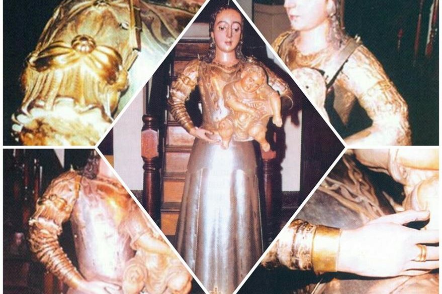 Detalles de la Virgen del Rosario sin sus vestiduras, mostrando su valiosa belleza fundida en metal precioso. (Fotos: Cofradía del Rosario)