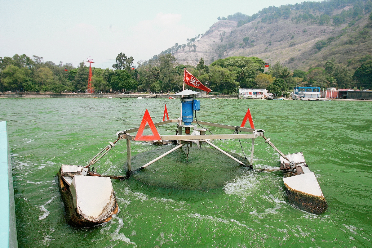 Continúa la polémica por la limpieza del Lago de Amatitlán. (Foto Prensa Libre: Hemeroteca PL)