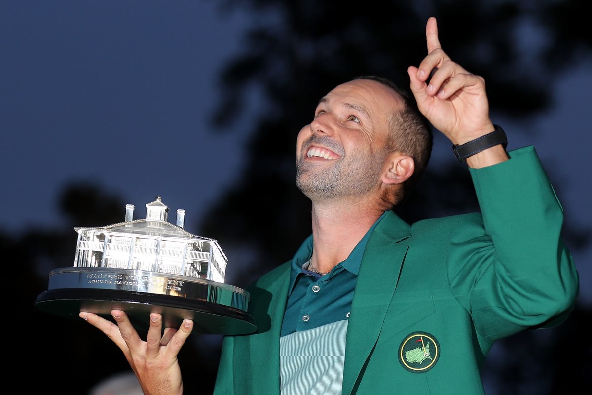 García se quedó con un histórico cetro en Augusta, Estados Unidos. (Foto Prensa Libre: AFP)