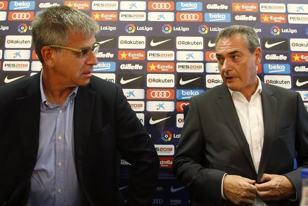 Jordi Mestre en la presentación de Josep Segura como nuevo mánager deportivo del área de futbol del Barcelona. (Foto Prensa Libre: EFE)