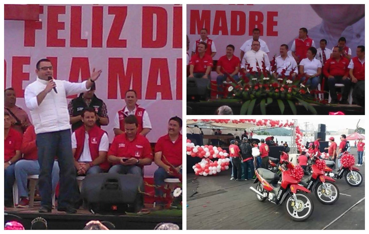 El presidenciable de Líder Manuel Baldizón ofrece un discurso en el estadio municipal de Santa Catarina Pinula el pasado 10 de mayo. (Foto Prensa Libre: Cortesía)