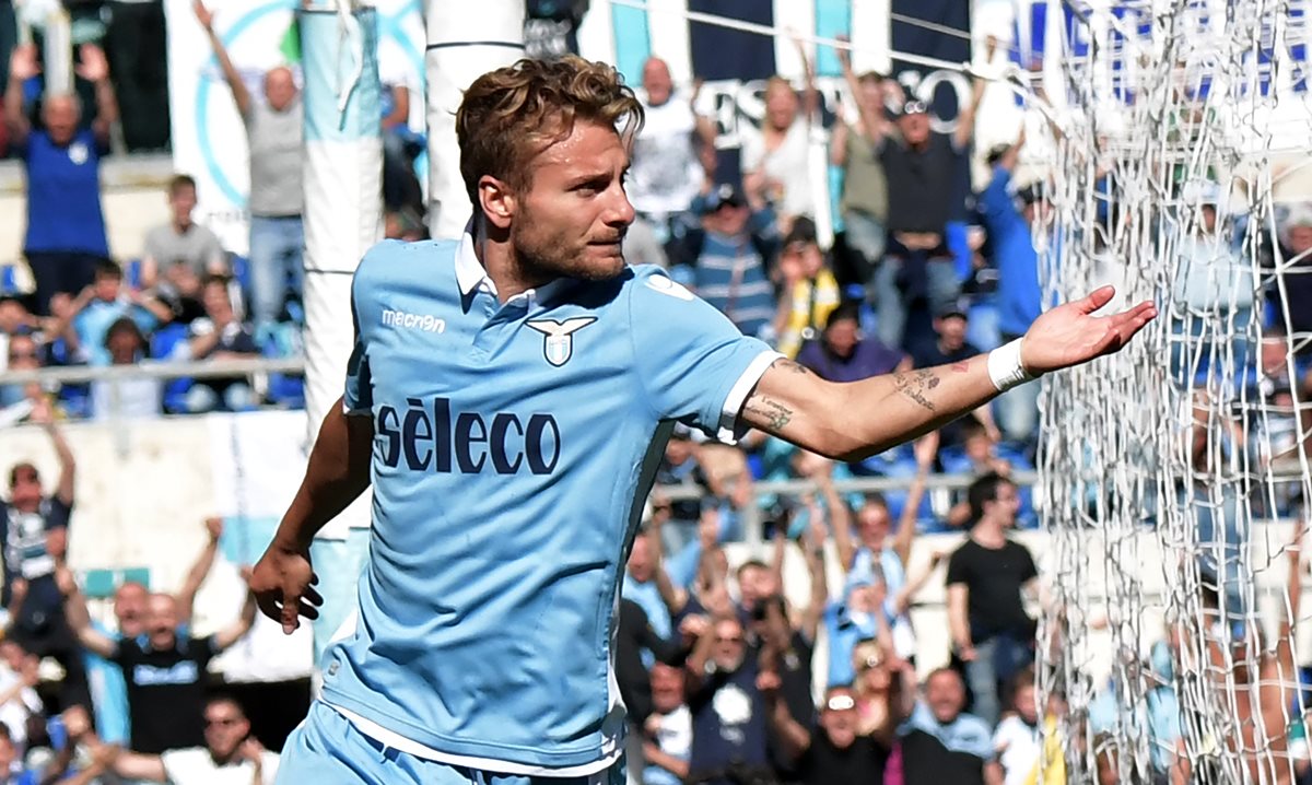 Ciro Immobile anotó en la goleada del Lazio 7-3 frente a la Sampdoria. (Foto Prensa Libre: AFP).