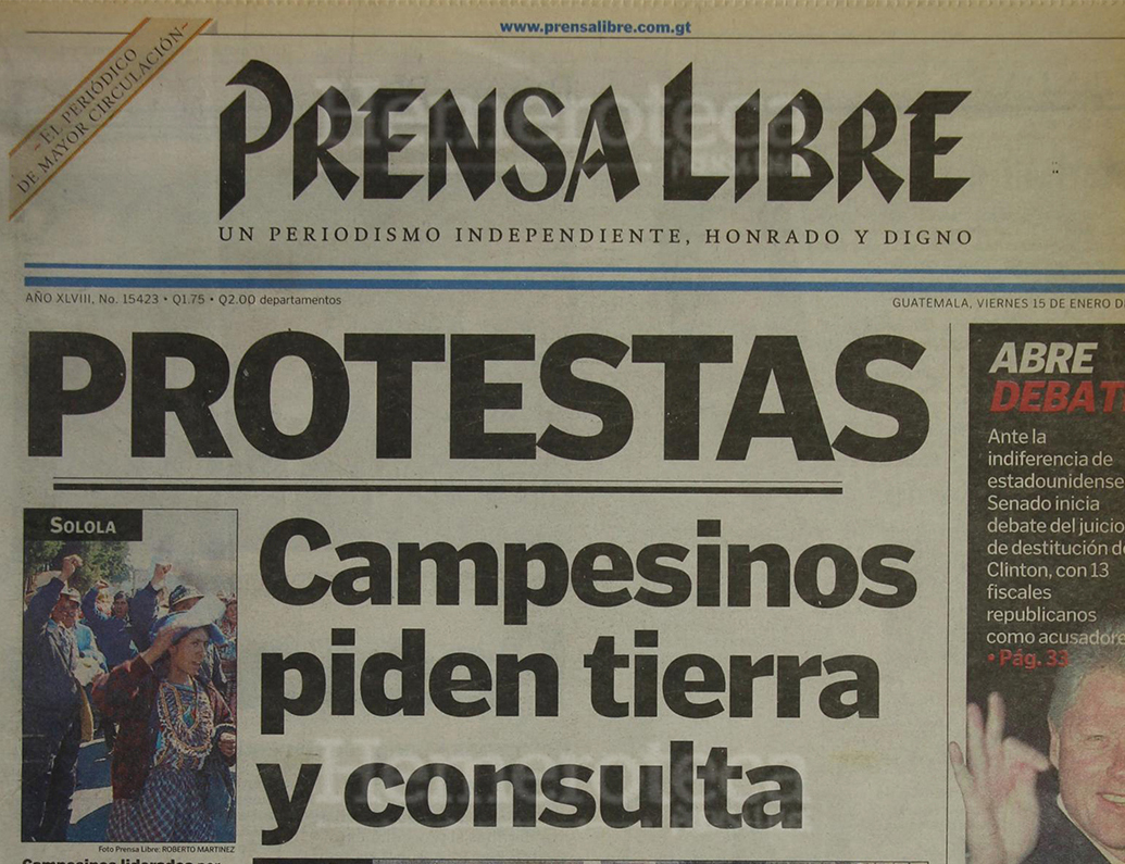 Portada de Prensa Libre del 15/1/1999. (Foto: Hemeroteca PL)