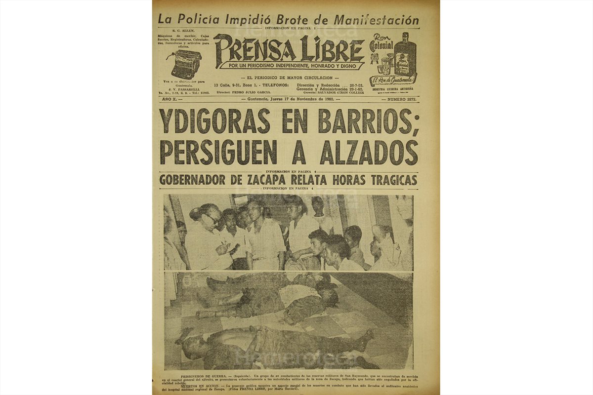 Portada del 17/11/1960, con titular sobre alzados en armas. (Foto: Hemeroteca PL)