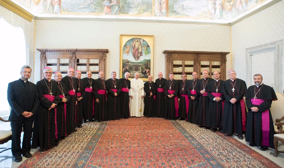 Obispos de Guatemala en reunión con el papa Francisco. Foto Prensa Libre: AP.