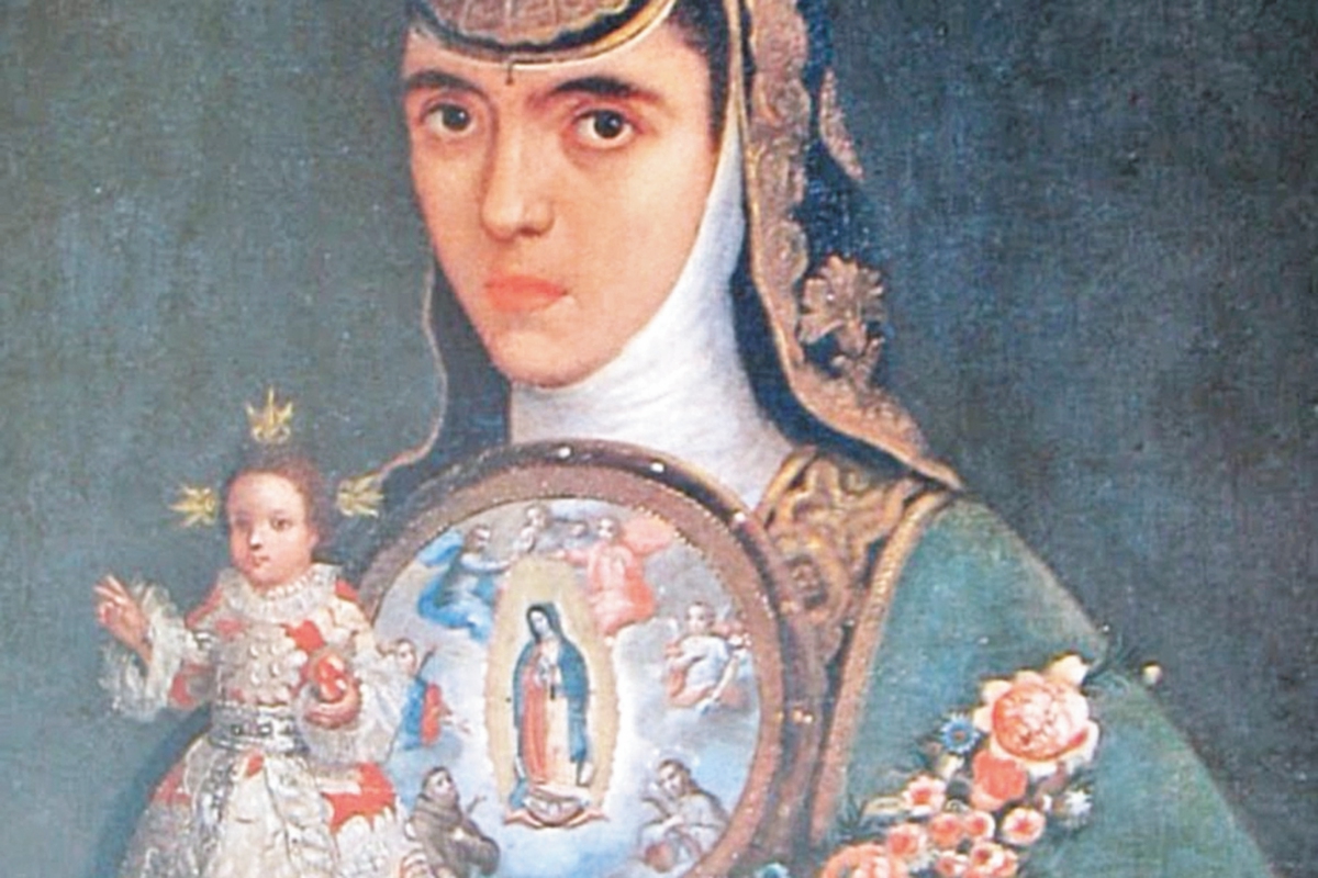 No hay retratos de sor Juana, pero esta es una pintura de una monja concepcionista el día de su profesión.