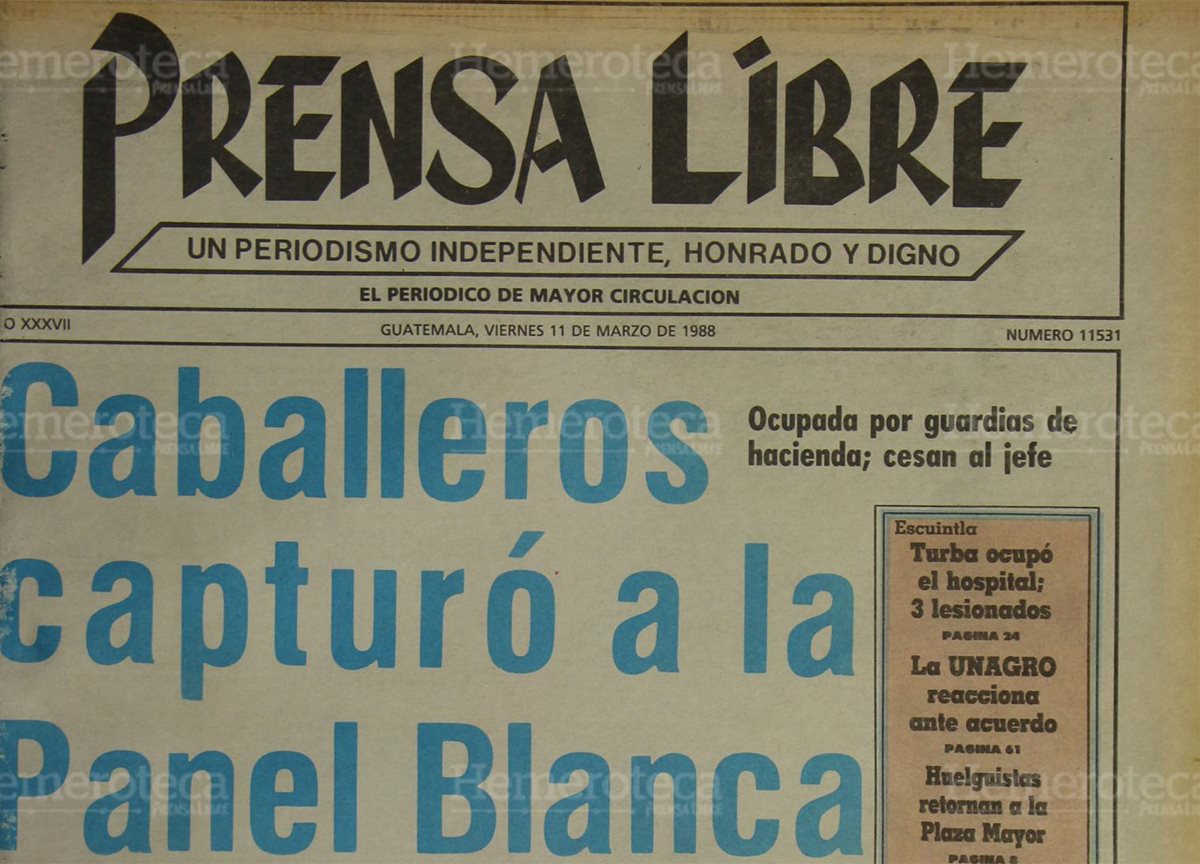 Portada del 11/03/1988 informo de la captura los integrantes de la Panel Blanca. ( Foto: Hemeroteca PL)