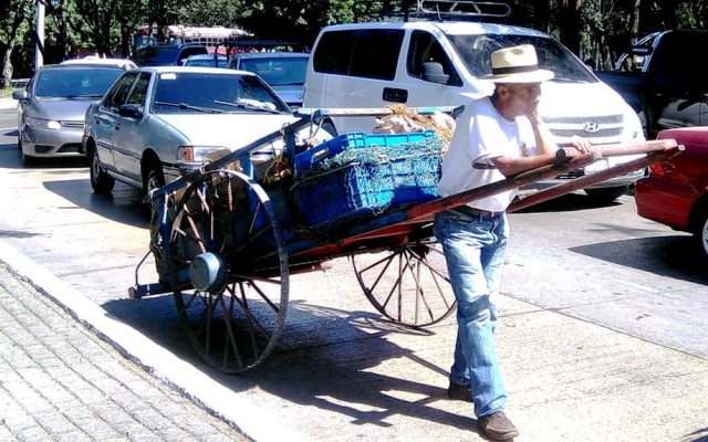 Tomás Calel migró a la capital hace 35 años. Dejó su natal Quiché para dedicarse a transportar productos del mercado La Termina, en la zona 4, hacia plazas en la zona 9 y 10. (Foto Prensa Libre: Oscar Felipe Quisque)