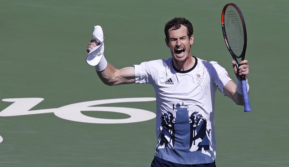 Murray festeja luego de derrotar a Nishikori este sábado. (Foto Prensa Libre: AP)