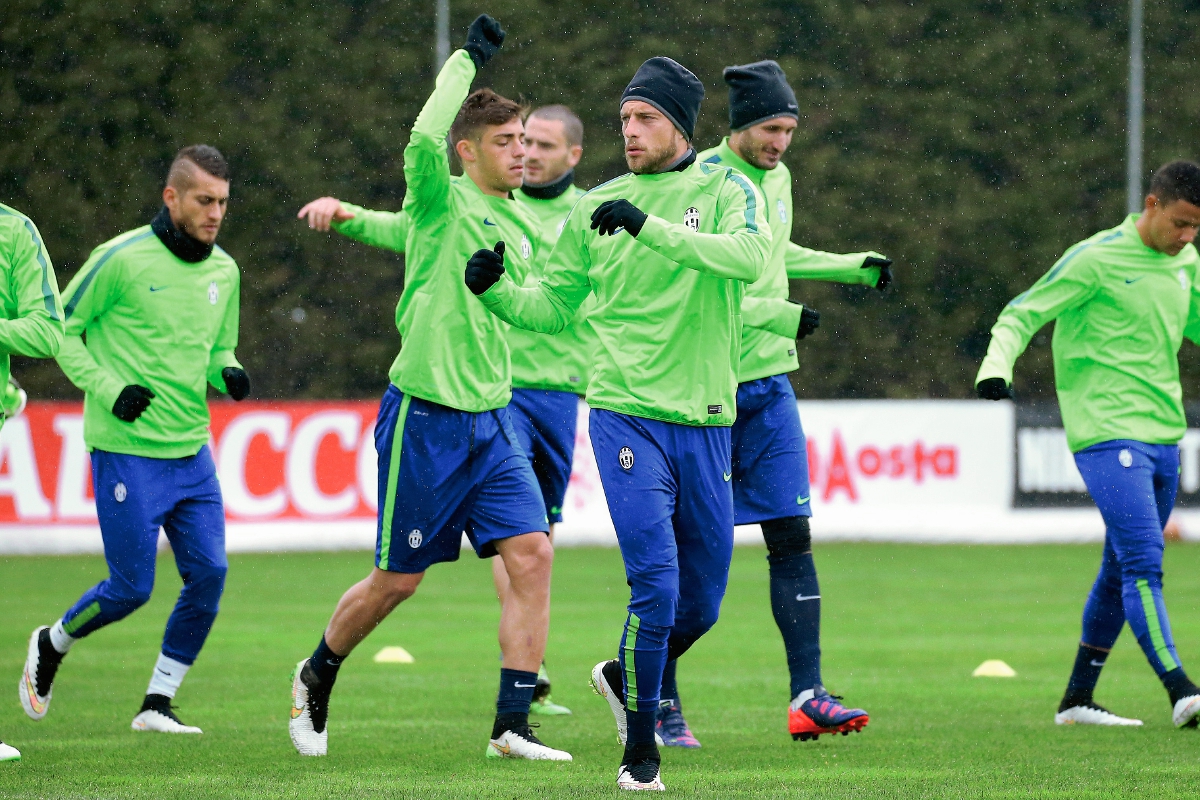 Los jugadores de la Juventus tuvieron este martes su último entreno previo al duelo contra el Borussia Dortmund en el centro de entrenamiento del equipo (Foto Prensa Libre: AFP)