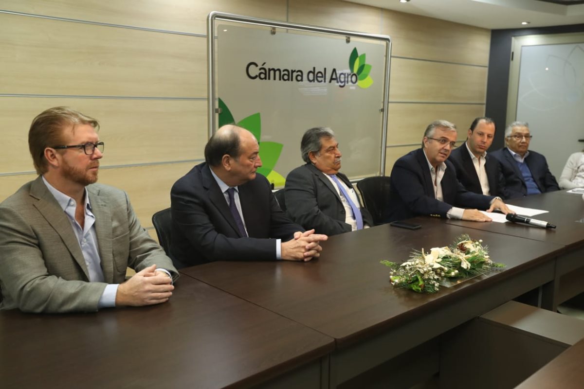 Directivos de Camagro y otras gremiales hicieron la petición. Charles Bland (Gremial de Huleros), Sergio Aycinena (Anacafé), Bernardo Solano (Anacafé), Nils Leporowski (presidente de Camagro), Juan Pablo Abascal (Gremial de Huleros), Armando Boesch (Asazgua) y Susana Siekavizza (Grepalma). (Foto, Prensa Libre: Esbin García).