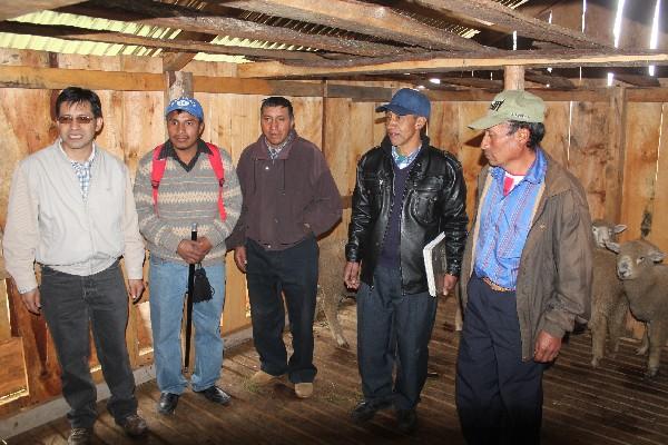 Delegados de Helvetas  Probosques hablan con beneficiarios de  proyecto.