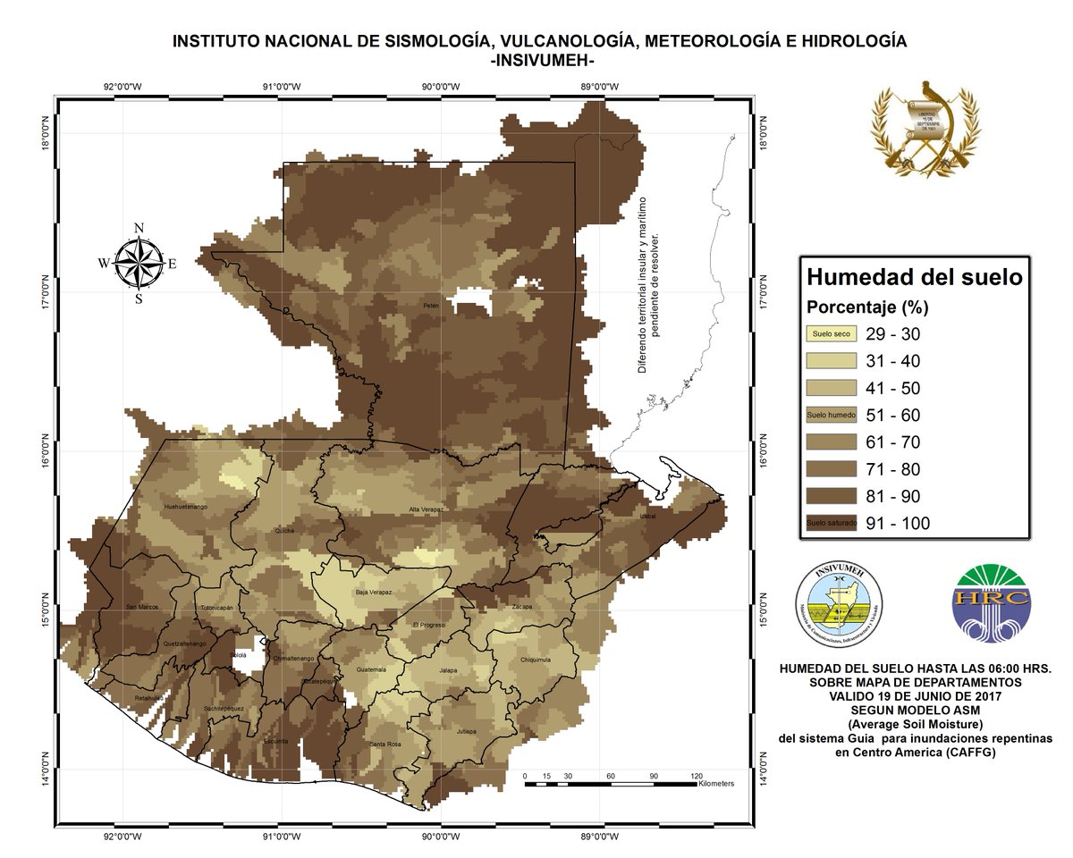 Mapa de humedad en el suelo. (Foto Prensa Libre: Insivumeh)