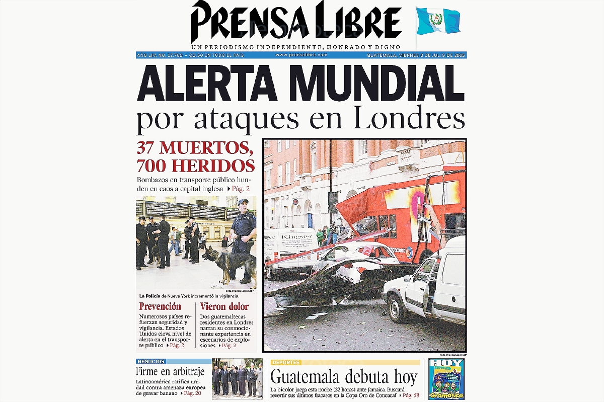 Portada de PL del 8 de julio de 2005 que destaca atentados en Londres. (Foto: Hemeroteca PL)