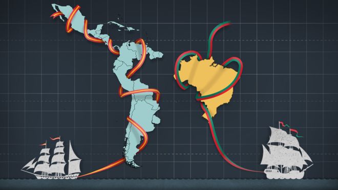 La América española se dividió en 19 Estados mientras que la portuguesa solo en uno, Brasil. (BBC)