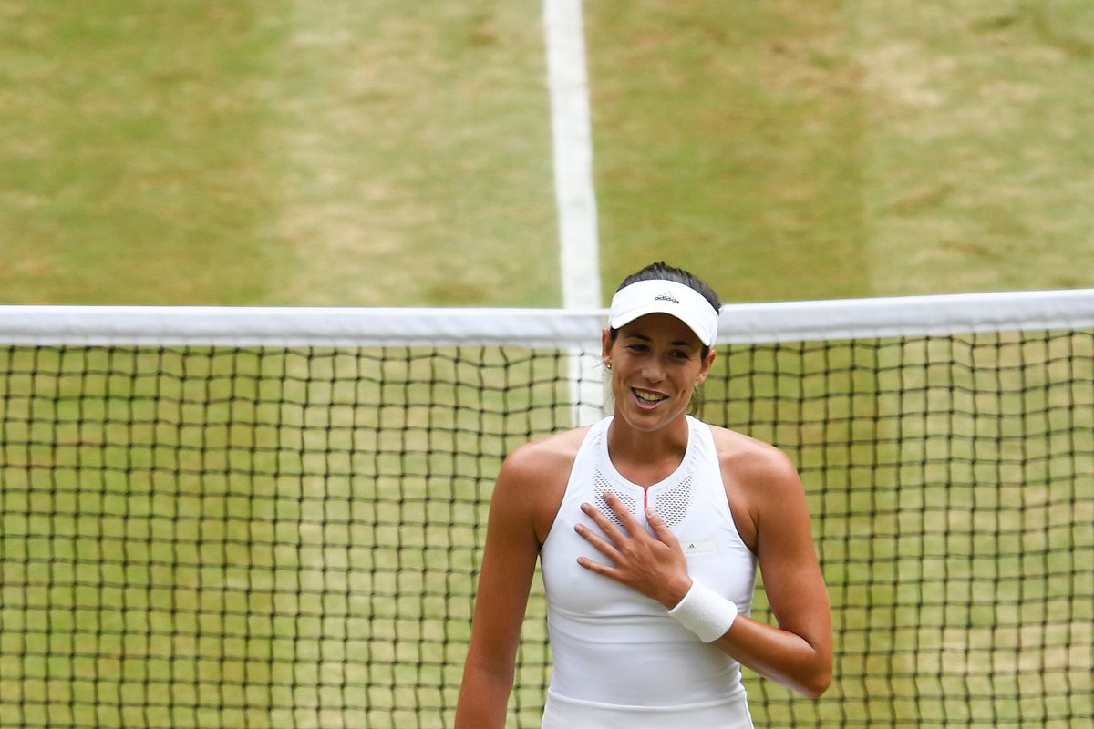 La tenista española Garbiñe Muguruza celebra su pase a la final. (Foto Prensa Libre: AFP)