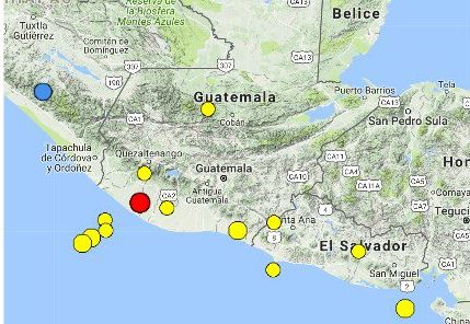 El epicentro del temblor fue en Suchitepéquez. Imagen Prensa Libre: Conred.