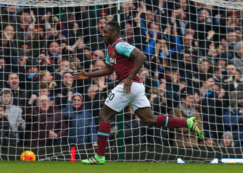 Michail Antonio celebra la anotación del triunfo. (Foto Prensa Libre: AFP)