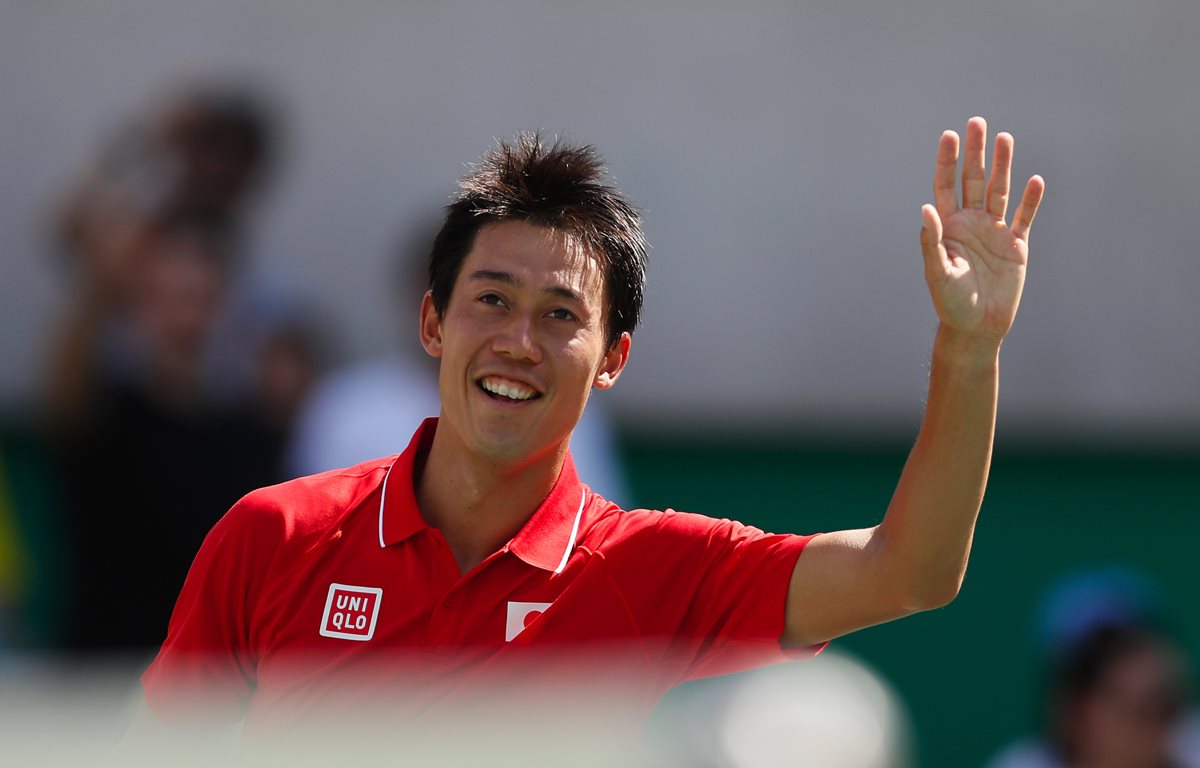 Nishikori celebra luego de superar a Ramos en primera ronda. (Foto Prensa Libre: AP)