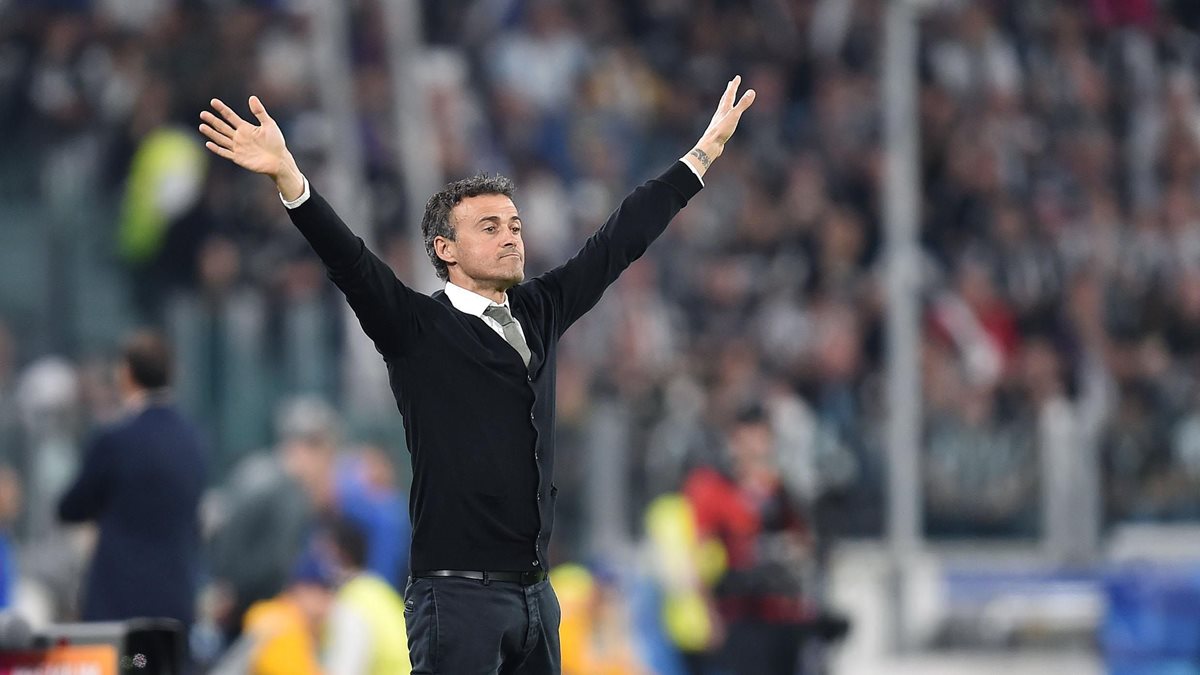 Luis Enrique, entrenador del Barcelona, durante el partido en el Juventus Stadium. (Foto Prensa Libre: EFE)