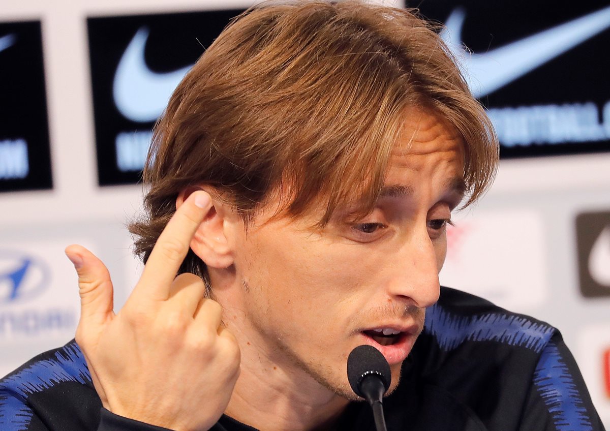 Luka Modric, en conferencia de prensa con la Selección de Croacia. (Foto Prensa Libre: EFE)