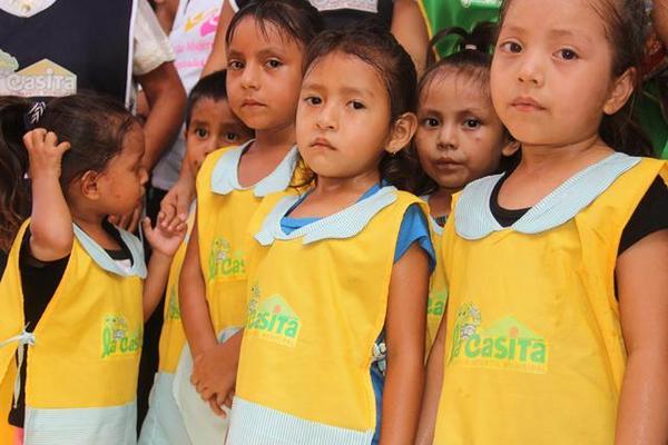 Algunos de los niños que serán atendidos en el jardín infantil La Casita, en Tecún Umán. (Foto Prensa Libre: Édgar Girón)