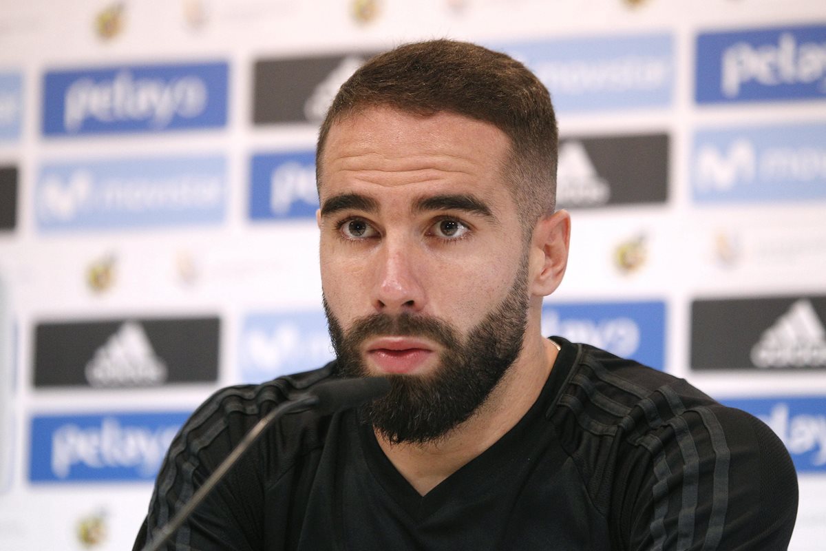 El defensa Dani Carvajal durante la conferencia de prensa de este martes, previo a la vuelta de la Supercopa de España. (Foto Prensa Libre: EFE)