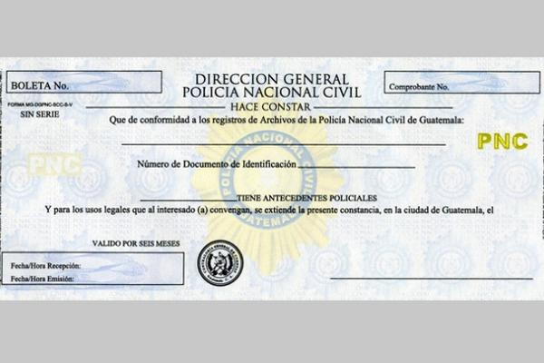 Esta es la nueva boleta de carencia de Antecedentes Policiacos. (Foto Prensa Libre: Ministerio de Gobernación). <br _mce_bogus="1"/>