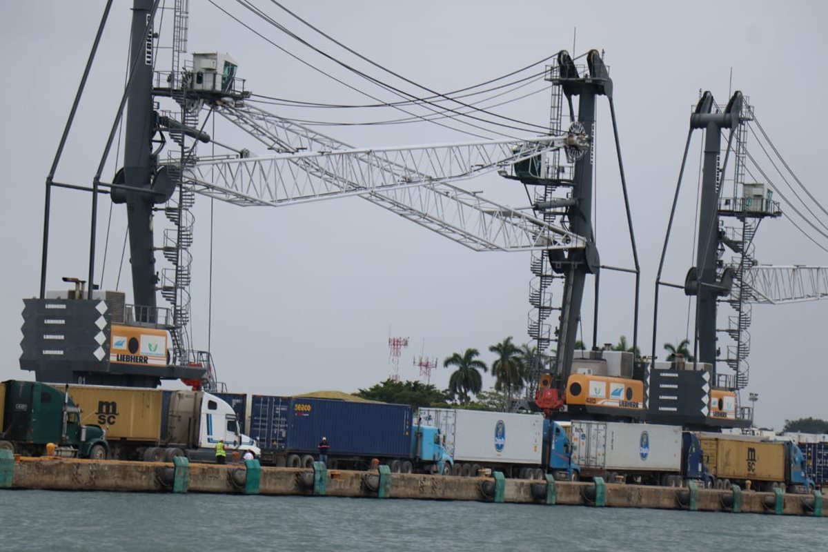 El movimiento de carga en terminales como Puerto Barrios (Izabal) se vio afectado por la falla en el sistema de la SAT. (Foto Prensa Libre: Dony Stewart)