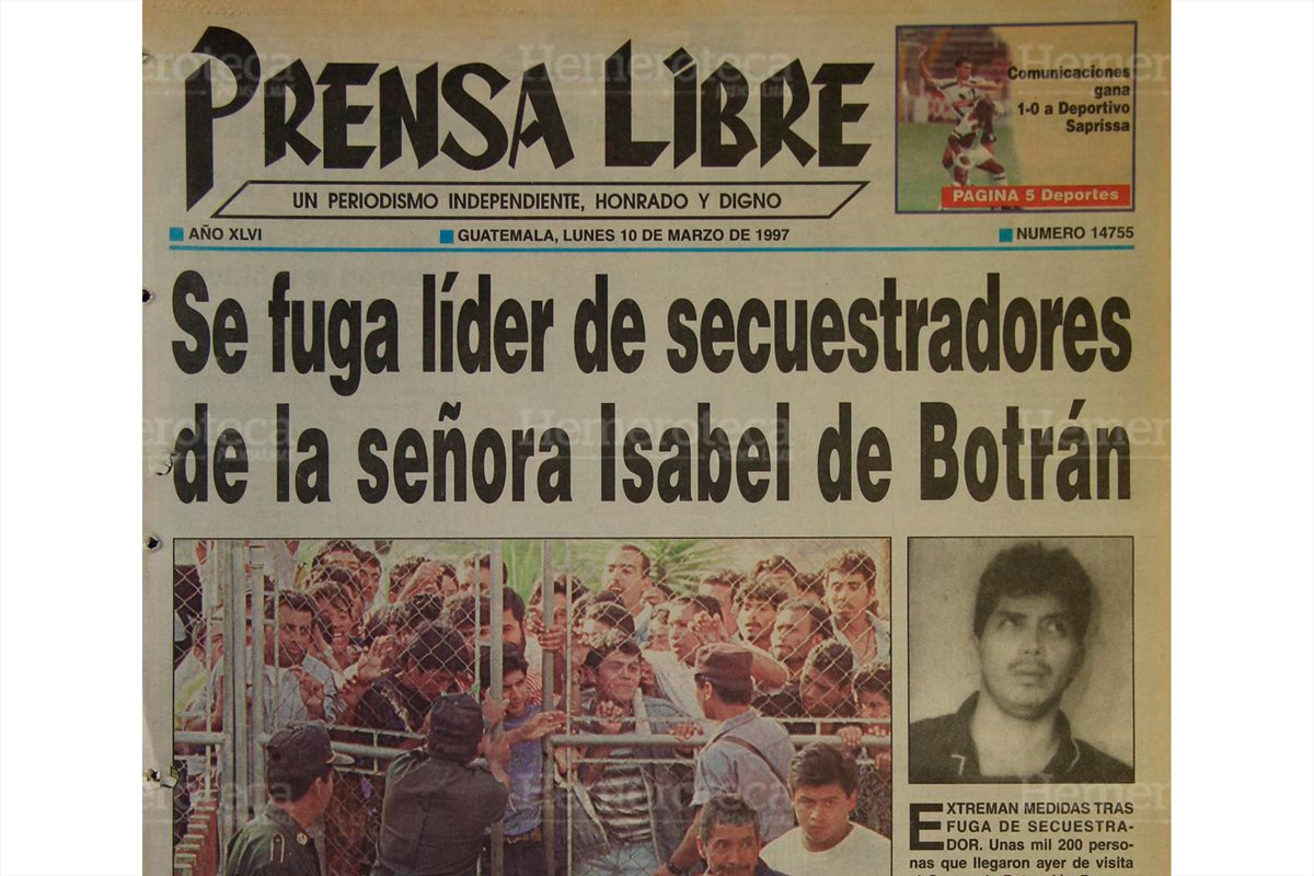 Daniel Fernando Palacios Luna, jefe y negociador de la banda que secuestro? y asesino? a la sen?ora Isabel Bonifasi deBotra?n se fugó de la cárcel. 10/03/1997. (Foto: Hemeroteca PL)