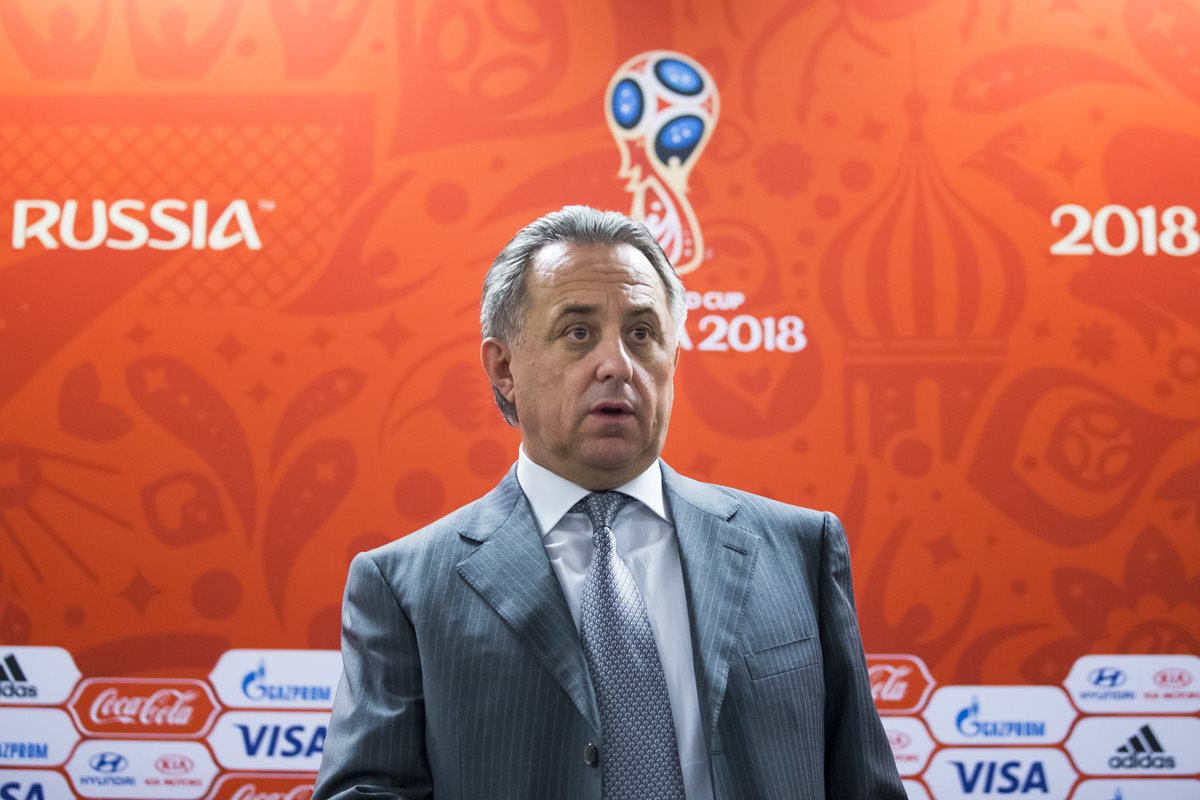 El Ministro de Deportes de Rusia Vitaly Mutko durante la conferencia de prensa de este martes. (Foto Prensa Libre: AP)