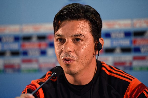 El entrenador de River Plate, Marcelo Gallardo, en conferencia de prensa. (Foto Prensa Libre: EFE)