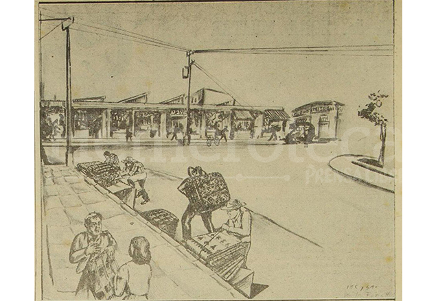 Ilustración publicada el 9 de enero de 1956 que muestra el ambiente en la "Placita quemada". (Foto: Hemeroteca PL)