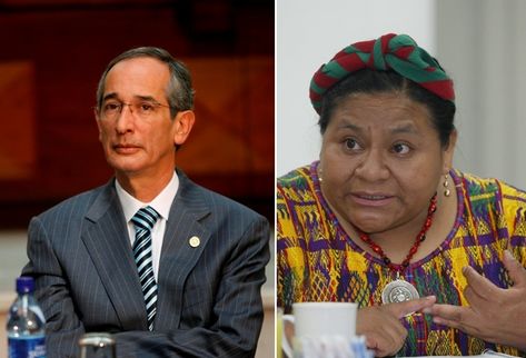 Alvaro Colom, presidente de la República, y Rigoberta Menchú, premio Nobel de 1992. (Foto Prensa Libre)