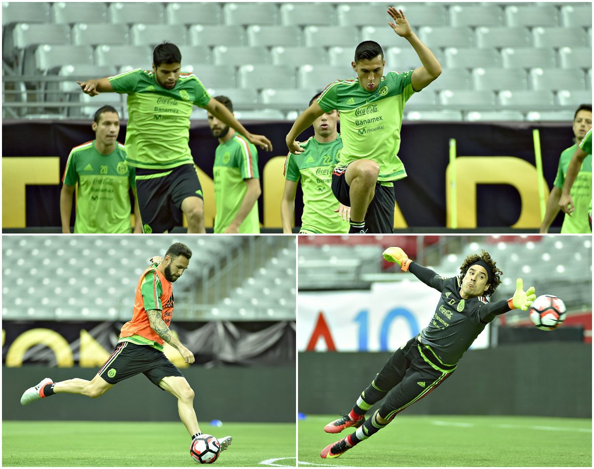 Los jugadores de México se entrenan este sábado. (Foto Prensa Libre: Twitter Selección de México)