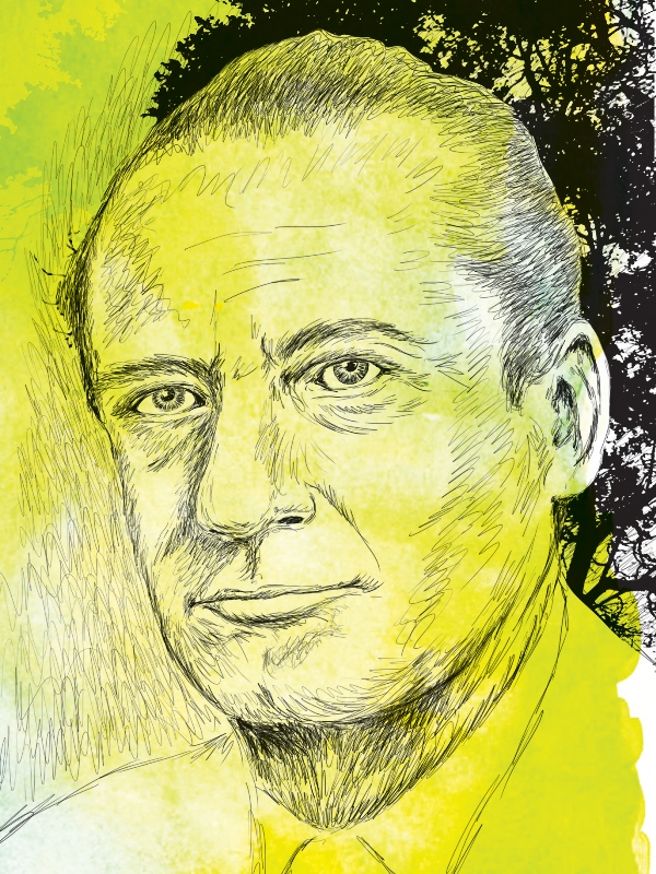 El escritor Virgilio Rodríguez Macal nació el 28 de junio de 1916.(Ilustración Prensa Libre:Rosana Rojas)