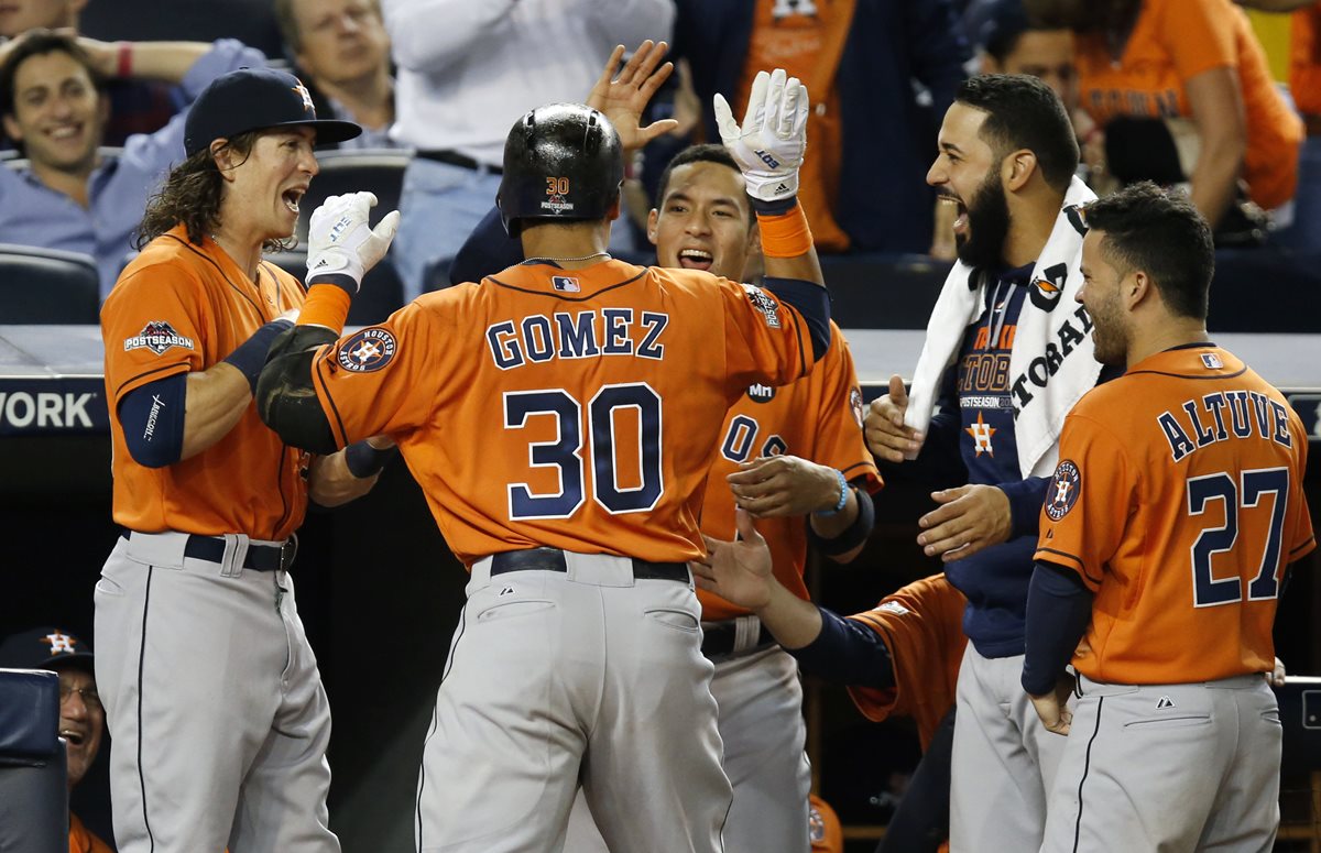 Los Astros de Houston derrotaron a los Yanquis de Nueva York en el juego de wildcards de la Liga Americana. (Foto Prensa Libre: AFP)