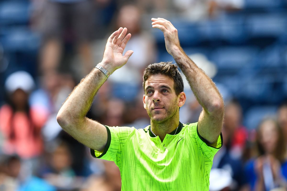 Del Potro celebra su pase a la siguiente ronda del Abierto de Estados Unidos. (Foto Prensa Libre: AFP)