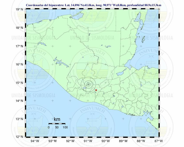 El sismo se registró a 58 kilómetros al noreste de Chimaltenango. (Foto Prensa Libre: Insivumeh)