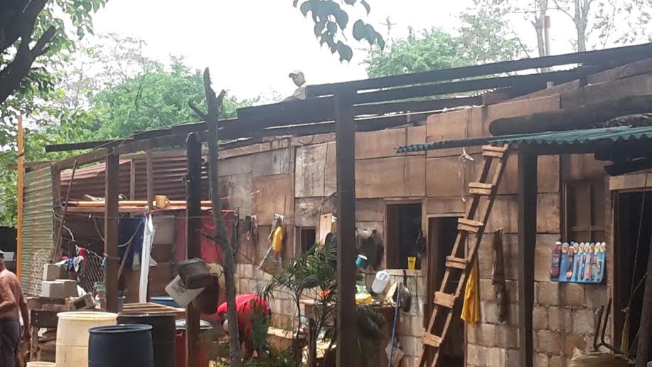 Vivienda de Las Cruces, Petén, se dañó por fuerte viento. (Foto Prensa Libre: Rigoberto Escobar)